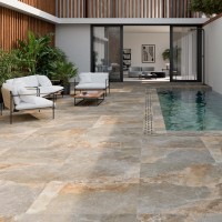 Strato Light Slate 600 x 600mm Porcelain Paving Slabs Pallet Pack