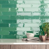 Zellige Green 7 x 28cm - Small Green Porcelain Tiles